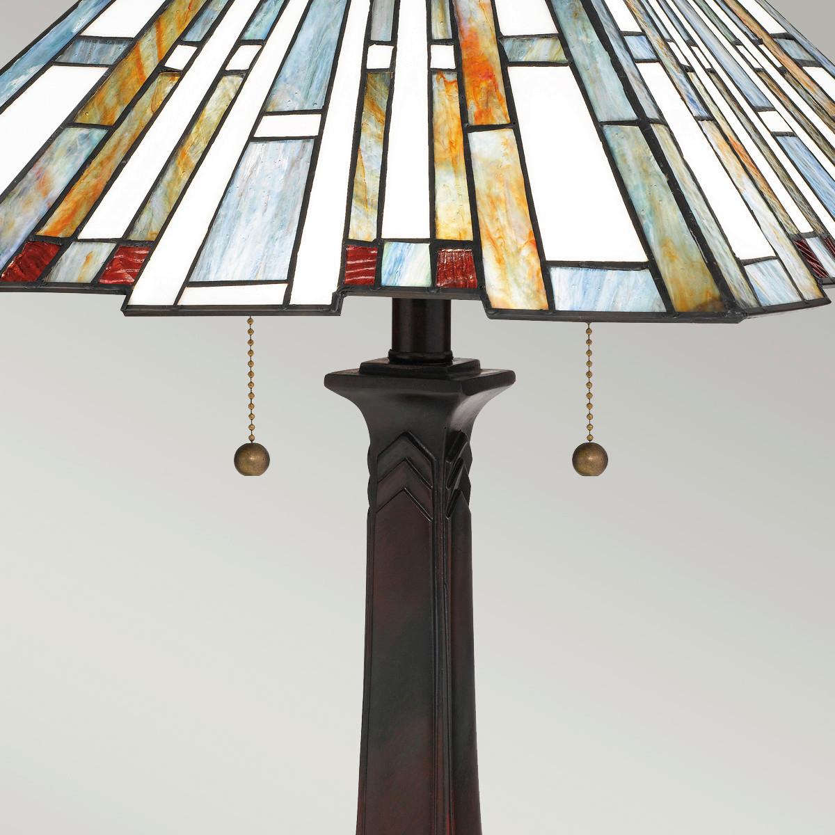 Asztali Lámpa Qz-Maybeck-Tl - sötétbarna/többszínű, Konventionell, üveg/természetes anyagok (40,6/62,9cm) - Elstead Lighting