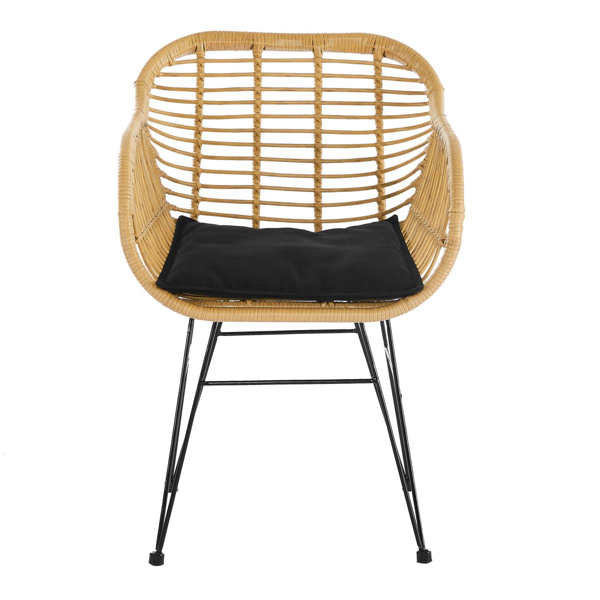 Gartensessel-Set 2-er-Set Naturfarben/Schwarz - Schwarz/Naturfarben, Design, Kunststoff/Metall (58/80/59cm) - Gardenson