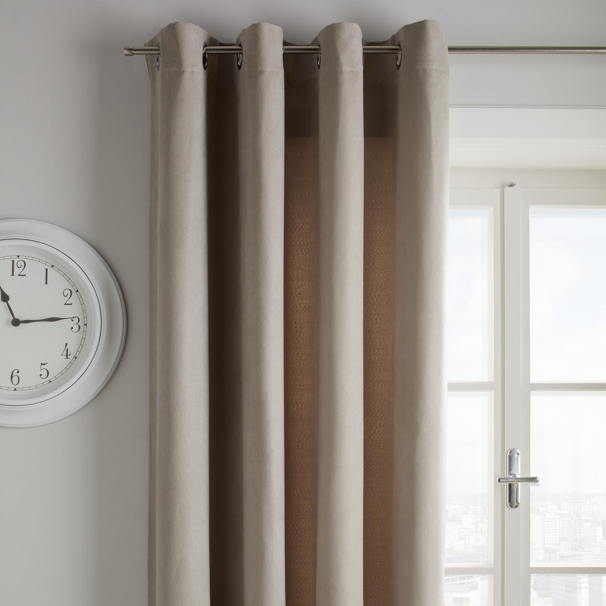 Perdea inele capsă Velours - gri, Konventionell, textil (140/245cm) - Modern Living