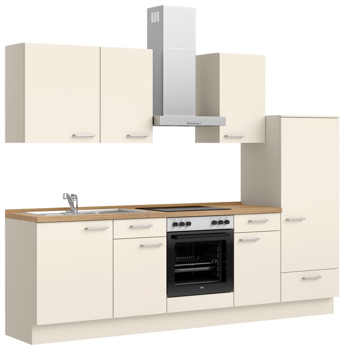 Küchenblock Touch Low m. Geräten Magnolie - Edelstahlfarben/Eichefarben, MODERN, Holzwerkstoff/Metall (270cm) - Nobilia