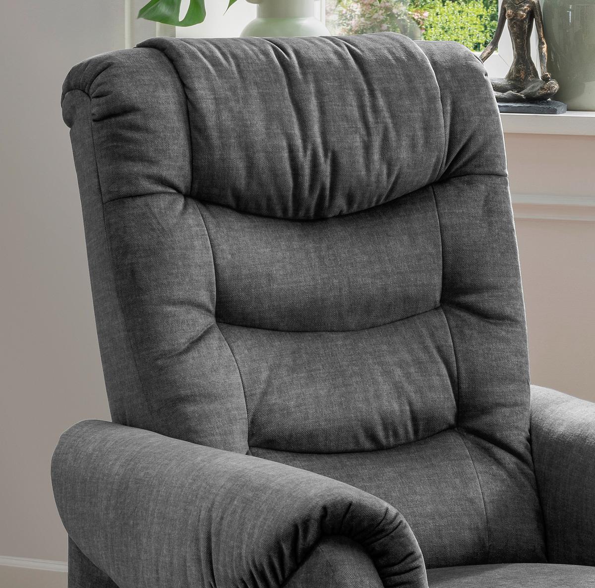 Fernsehsessel Nino Dunkelgrau Velours - Dunkelgrau/Schwarz, Design, Kunststoff/Textil (78/107/93cm) - Livetastic