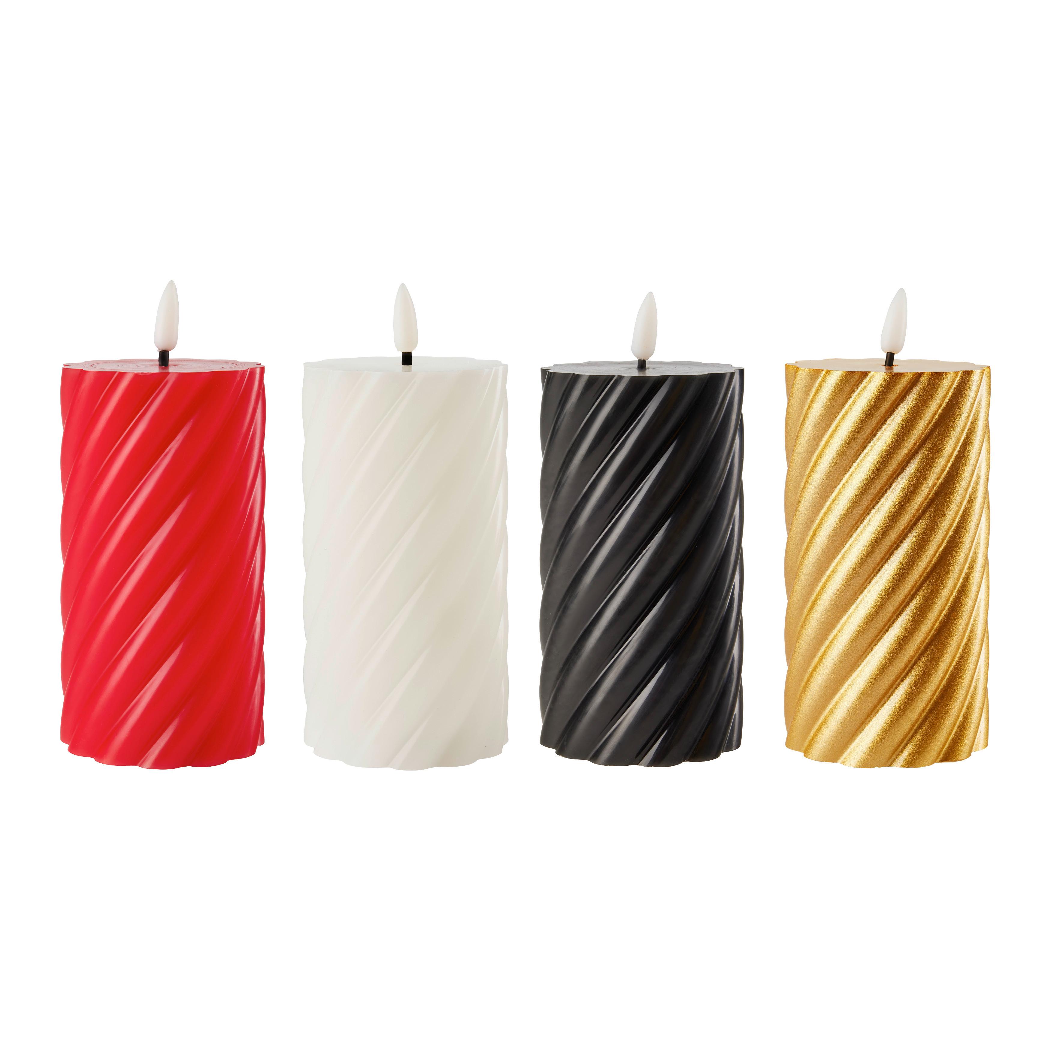 LED-Kerze Twist in diversen Farben - Rot/Goldfarben, KONVENTIONELL, Naturmaterialien/Kunststoff (7/13cm) - Modern Living