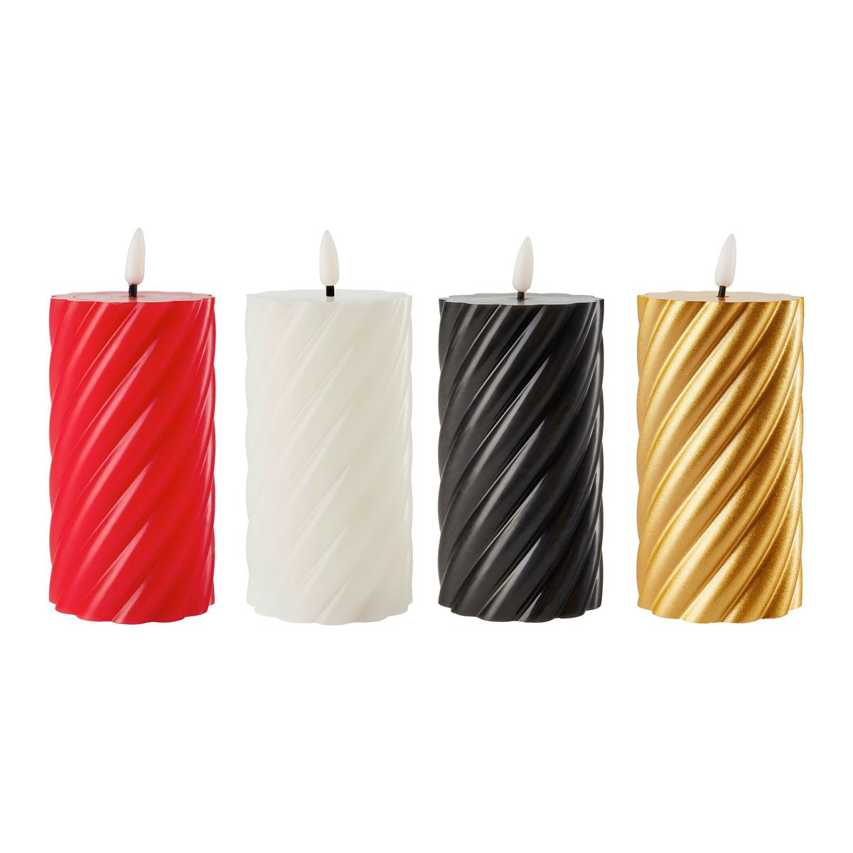 Led Gyertya Twist - fekete/piros, Konventionell, műanyag/természetes anyagok (7/13cm) - Modern Living