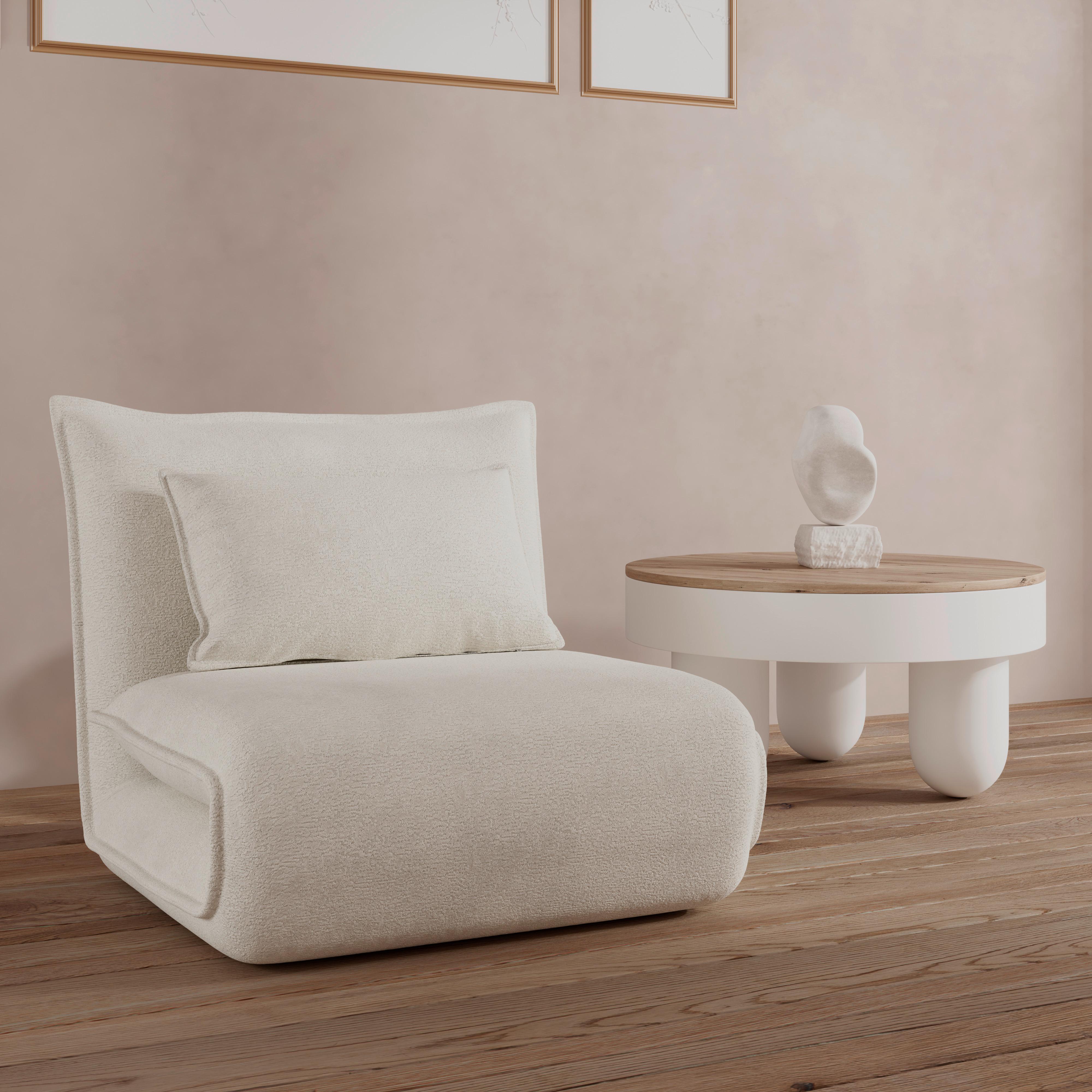 Schlafsessel Macy Bouclé Weiß - Weiß, MODERN, Textil/Metall (83/35/65cm) - Bessagi Home