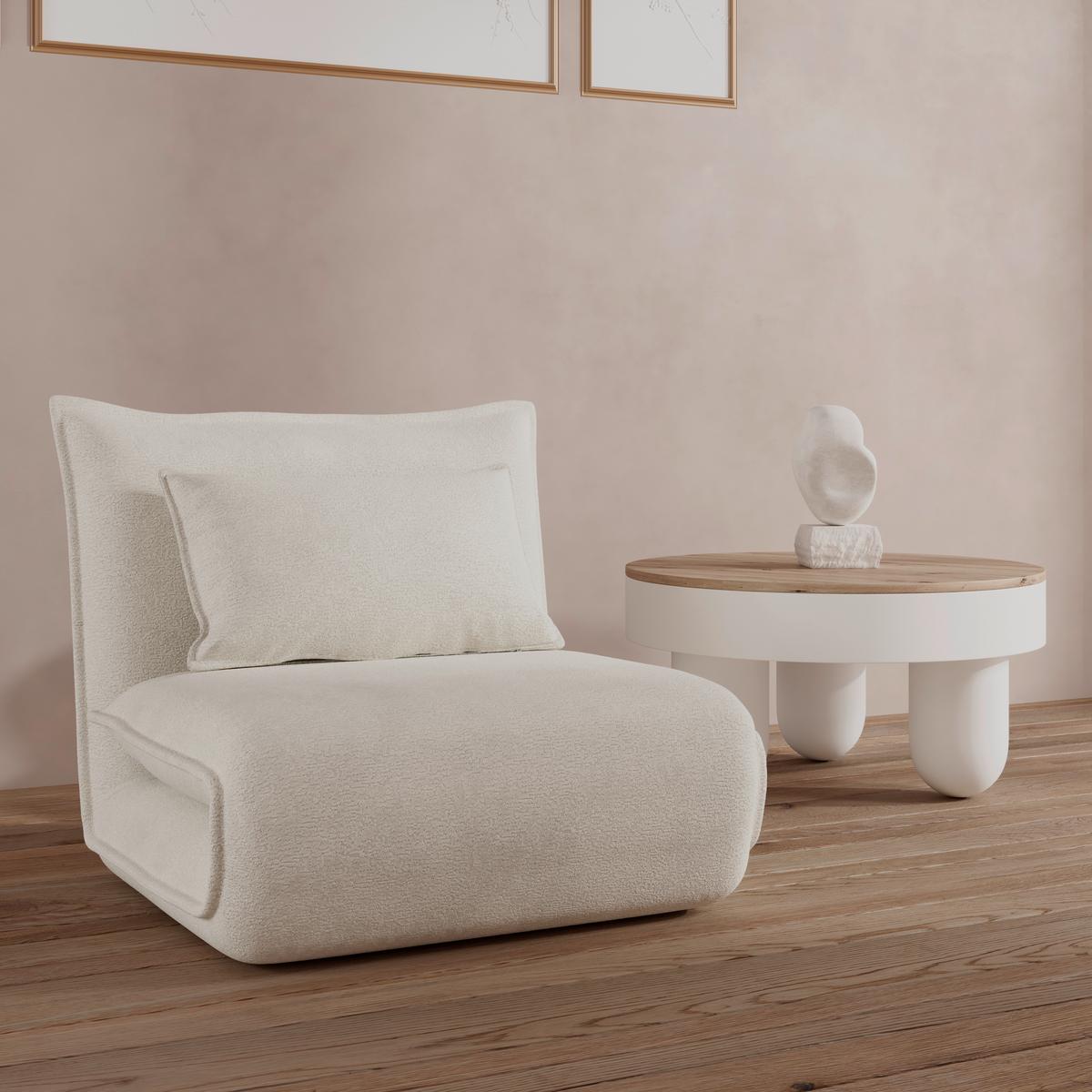 Schlafsessel Macy Bouclé Weiß - Weiß, MODERN, Textil/Metall (83/35/65cm) - Bessagi Home