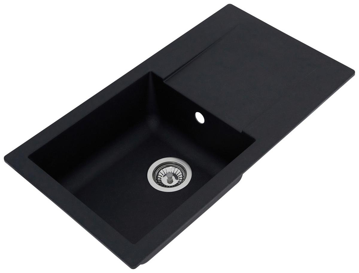 Einbauspüle Denver ca. 78x17x43,5 cm Schwarz - Schwarz, Trend, Glas/Kunststoff (78/17/43,5cm) - Respekta