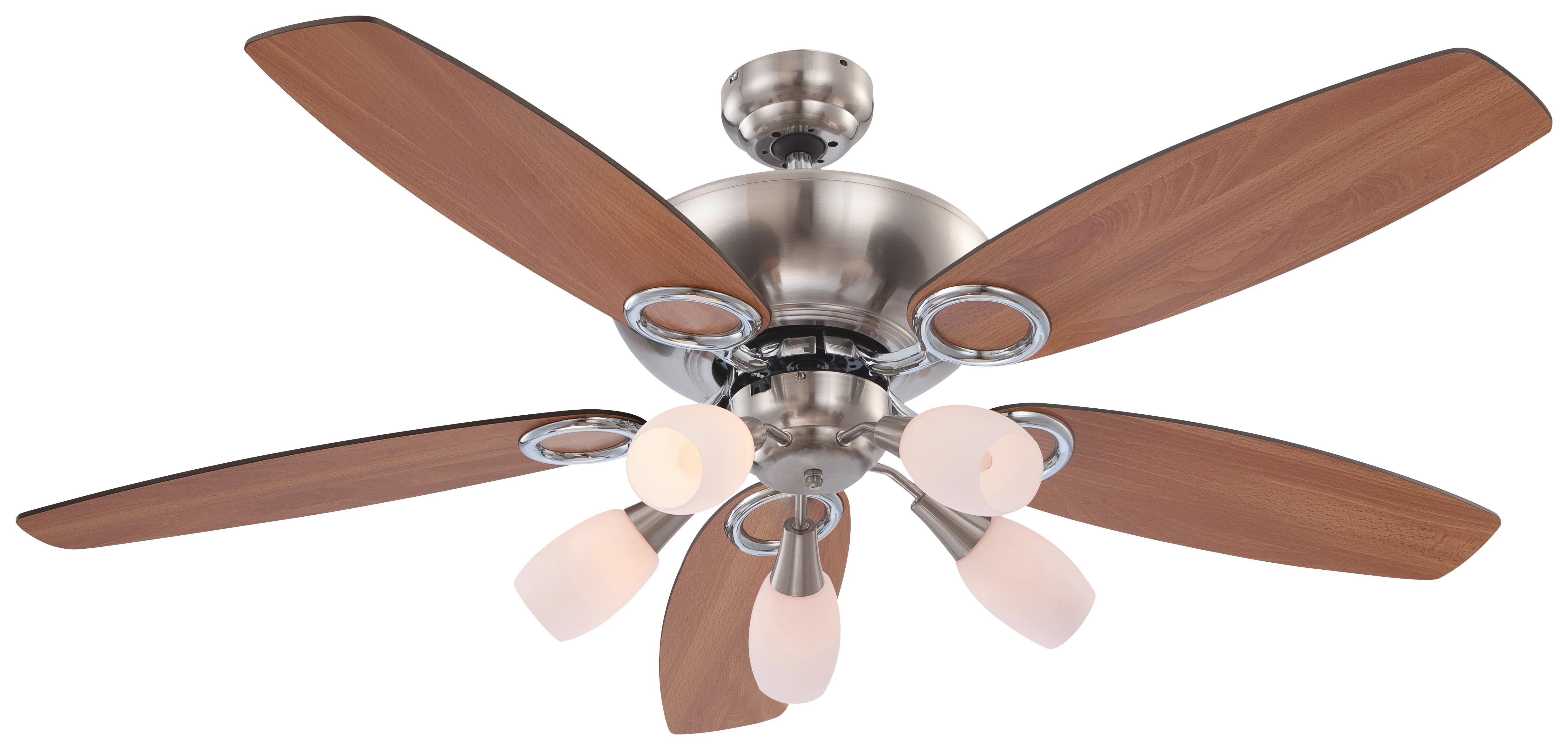 Stropni Ventilator Dian - barve niklja/barve grafita, Konvencionalno, kovina/leseni material (130/49,5cm) - Globo