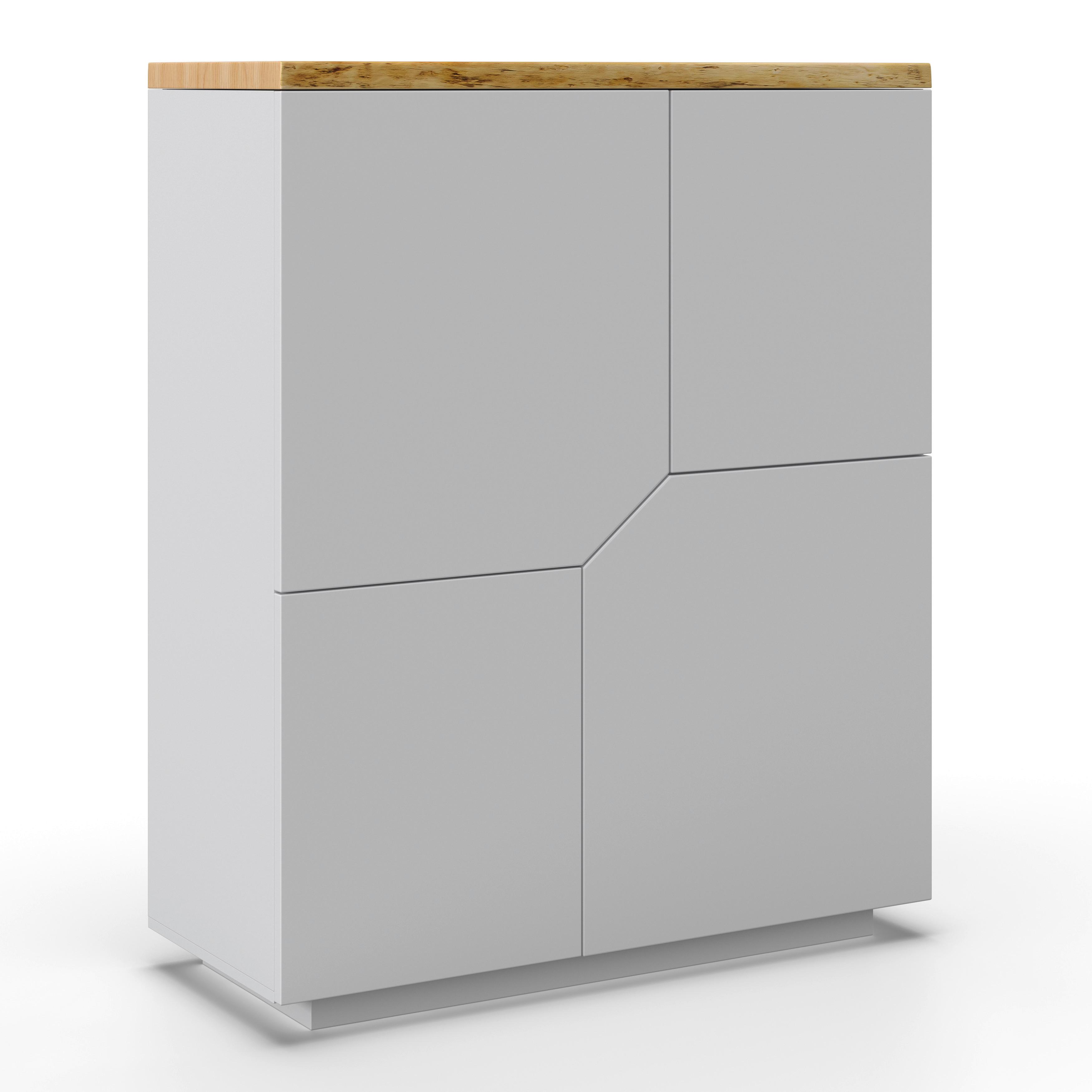 Kommode Carlos Weiß/Eichenfarbe Echtholz/MDF - Eichefarben/Weiß, MODERN, Holz (100/122/42cm) - Bessagi Home