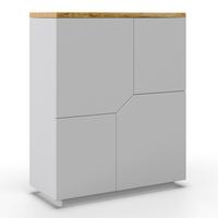 KOMMODE in weiss "Carlos" - Weiss/Eichefarben, Modern, Holz (100/122/42cm) - Bessagi Home