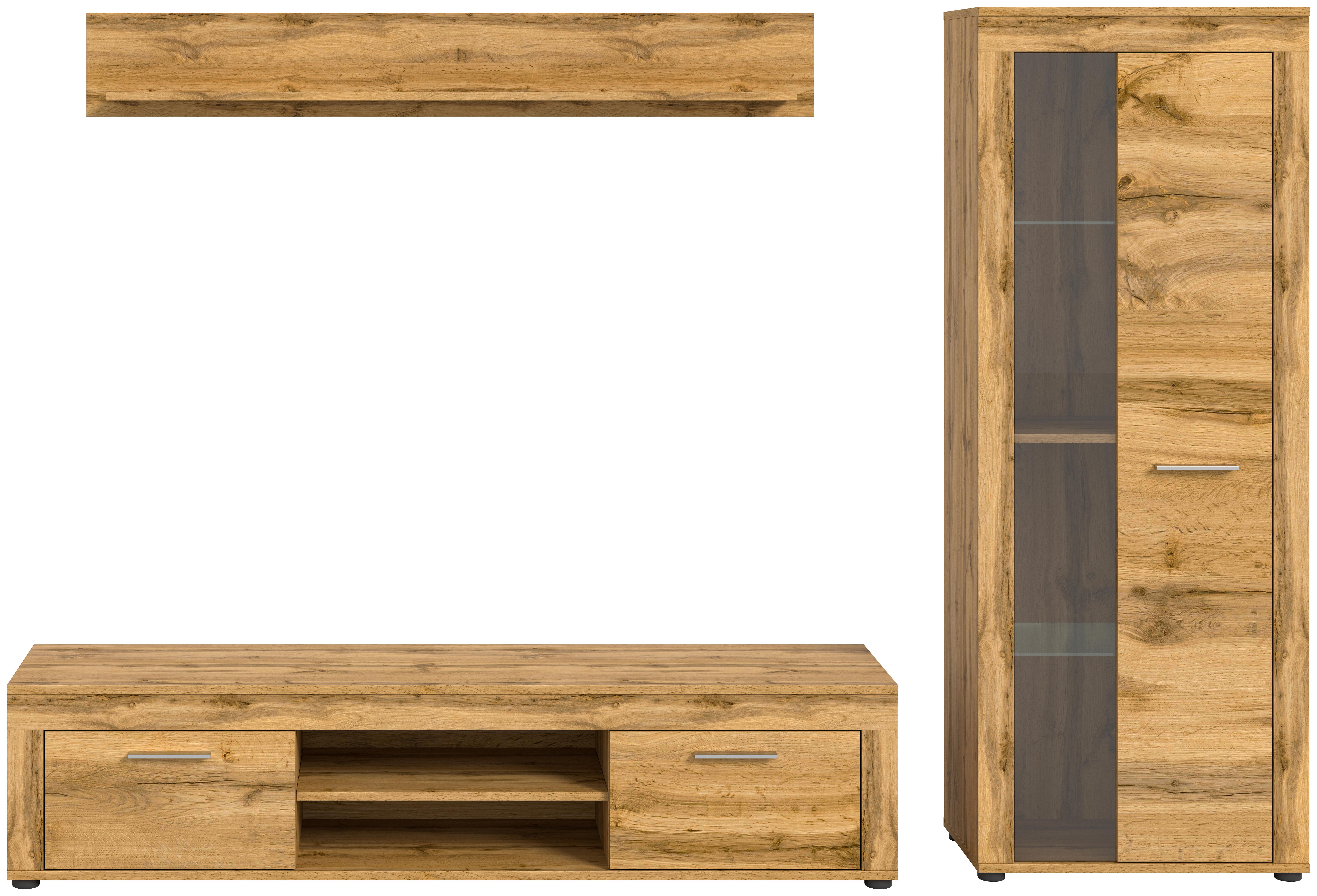 ANSAMBLU MOBILIER CAMERA DE Z JAM - stejar Wotan, Design, sticlă/material pe bază de lemn (235/159/35cm) - Modern Living