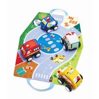 Plüss Játékautó Szett Hape - zsályazöld/kék, Basics, műanyag/textil (38/25/9,5cm) - Hape