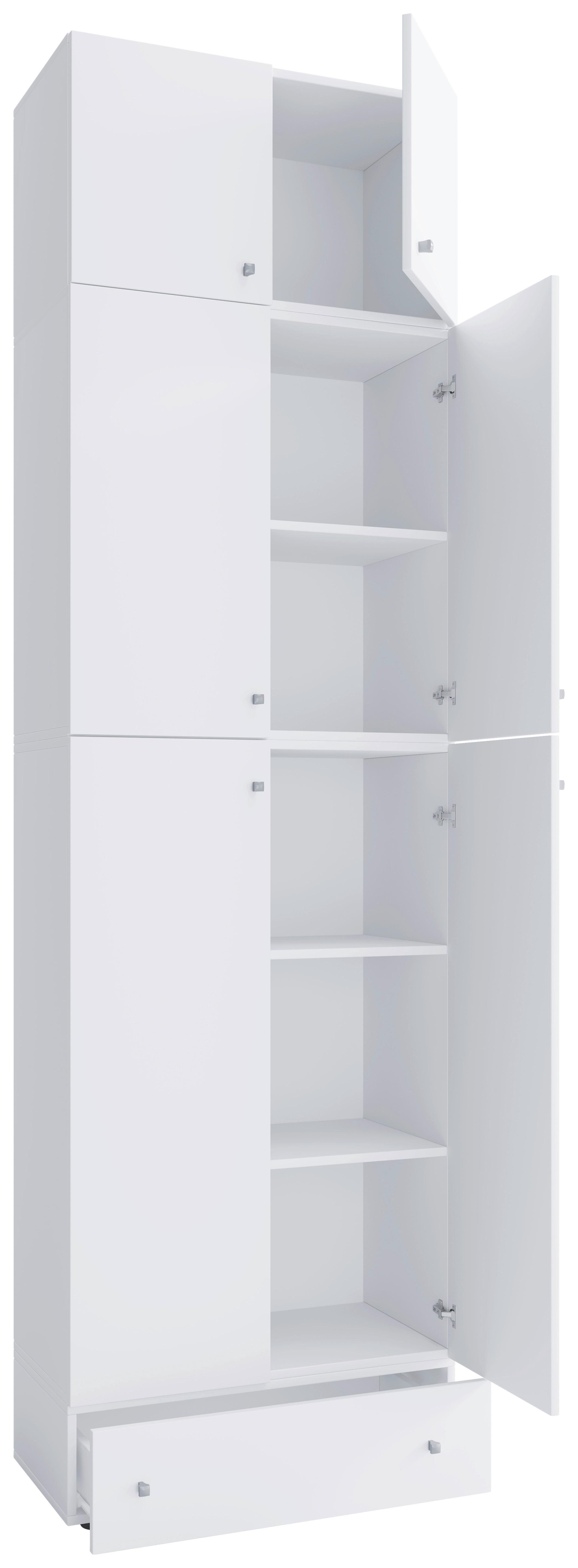 Kleiderschrank Lona XXL Weiß ca. 70x240x39 cm - Weiß/Grau, MODERN, Holzwerkstoff/Kunststoff (70/240/39cm) - MID.YOU