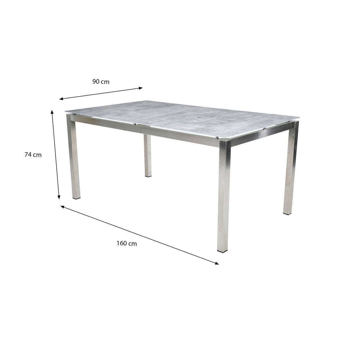 Gartengarnitur 5-tlg. Sydney Edelstahl - Silberfarben/Teakfarben, MODERN, Glas/Holz - Gardenson