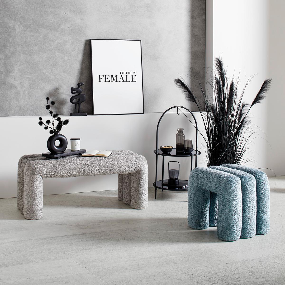 Hocker Nala Blau - Blau, MODERN, Holzwerkstoff/Textil (44/43/42cm) - Premium Living
