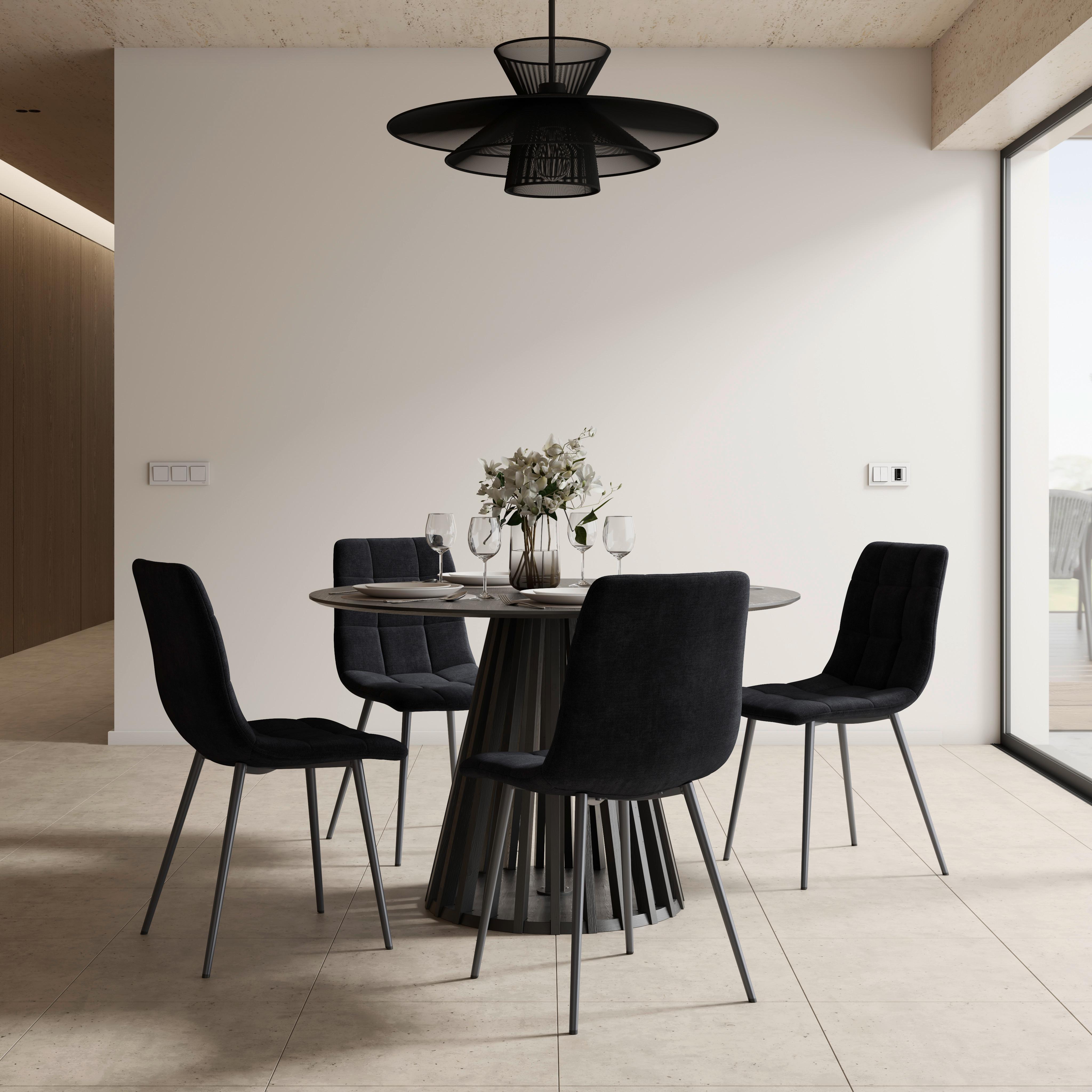 Stuhl Ria Schwarz Mikrofaser Gepolstert - Schwarz, MODERN, Textil/Metall (44/87/54cm) - Bessagi Home