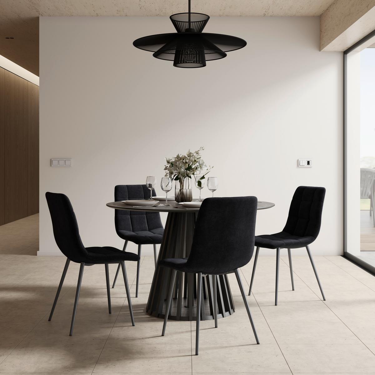 Stuhl Ria Schwarz Mikrofaser Gepolstert - Schwarz, MODERN, Textil/Metall (44/87/54cm) - Bessagi Home