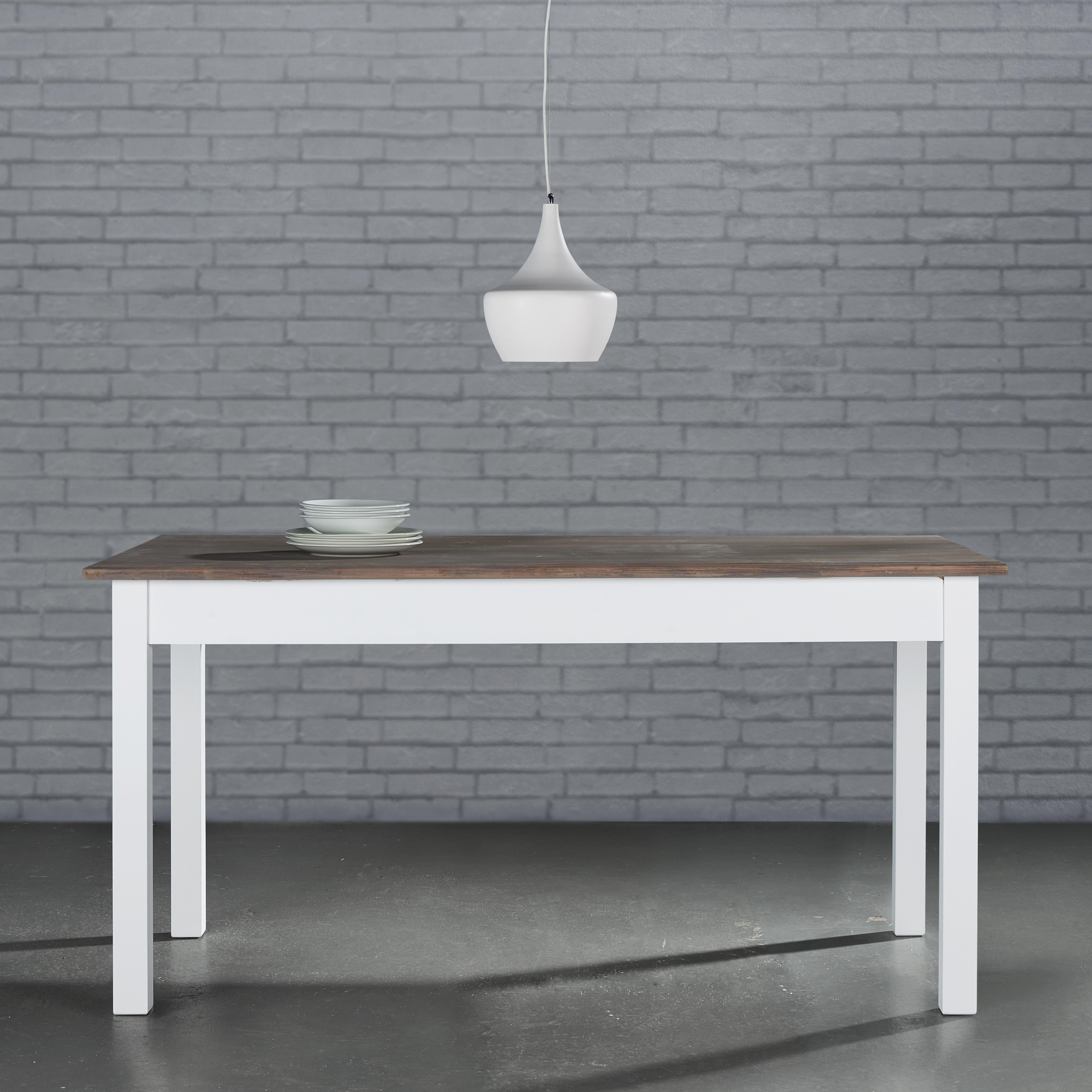 Esstisch in Weiß/Kieferfarben ca.160x80cm 'Cookie' - Weiß/Kieferfarben, Holz (160/80/80cm) - Bessagi Home