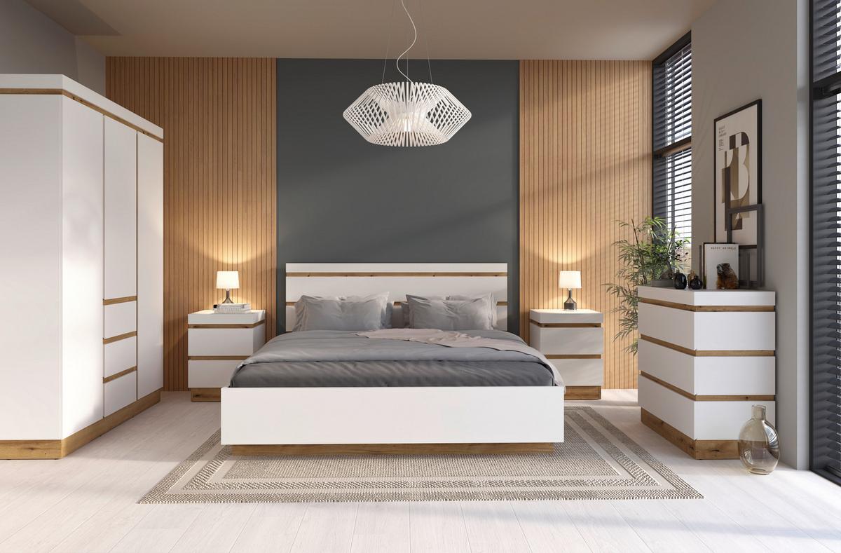 Komoda Calabria - bijela/boje hrasta, Moderno, drvni materijal/plastika (90,1/92,5/45cm) - Modern Living