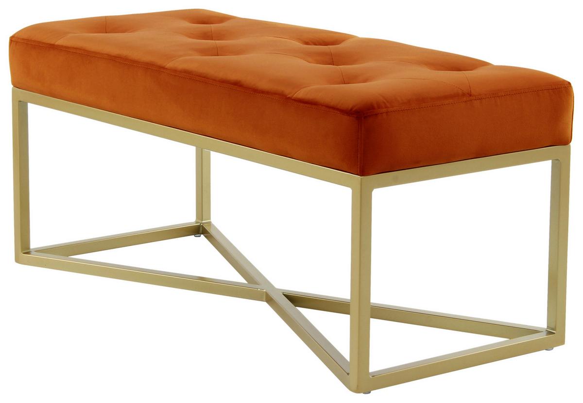 SITZBANK DIAZ 100 ORANGE / GOLD - Goldfarben/Orange, Design, Holzwerkstoff/Textil (40/40/90cm) - Kayoom