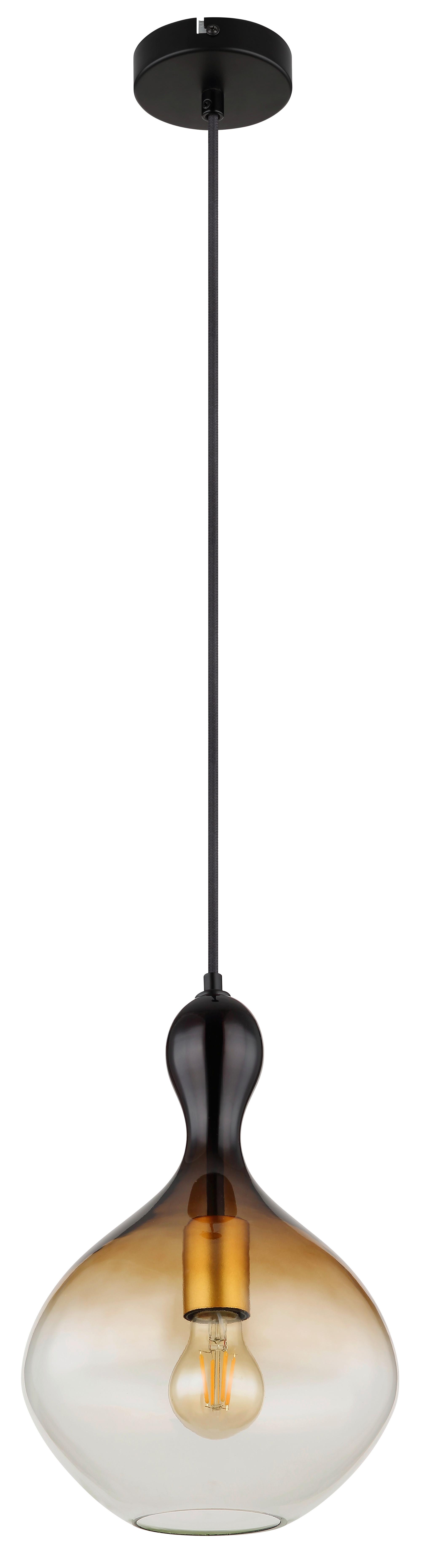 HÄNGELEUCHTE 15538H1 - Klar/Goldfarben, Design, Glas/Textil (23/120cm) - Globo