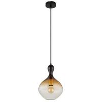 HÄNGELEUCHTE 15538H1 - Klar/Goldfarben, Design, Glas/Textil (23/120cm) - Globo