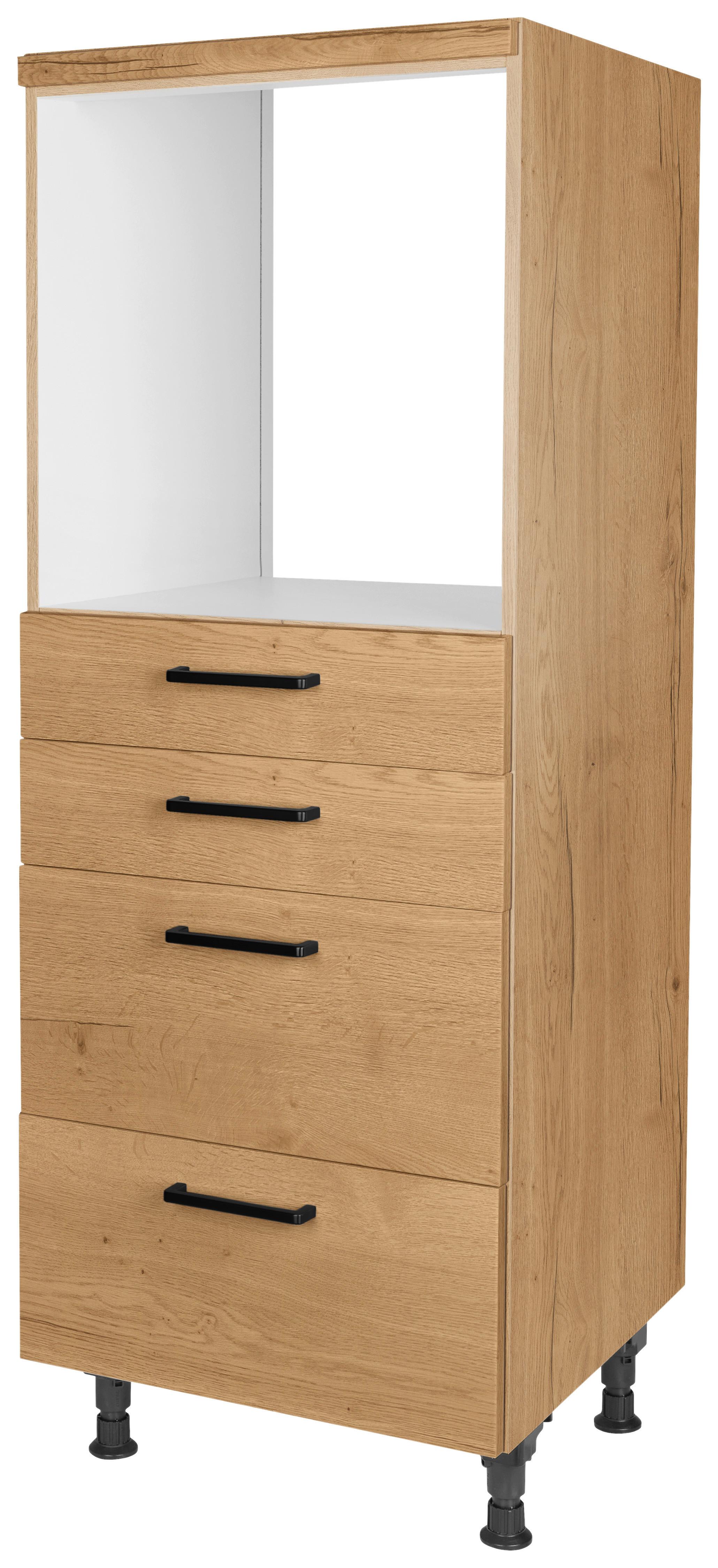 Geräteumbauschrank Structura Eiche - Eichefarben/Schwarz, MODERN, Holzwerkstoff/Metall (60/168/58cm) - Nobilia