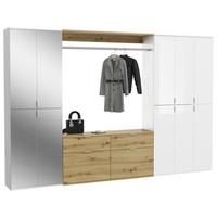 Garderobe Projekt X ca. 273x193 cm Eiche/Weiß - Weiß Hochglanz, KONVENTIONELL, Glas/Holzwerkstoff (273/193/34cm) - MID.YOU