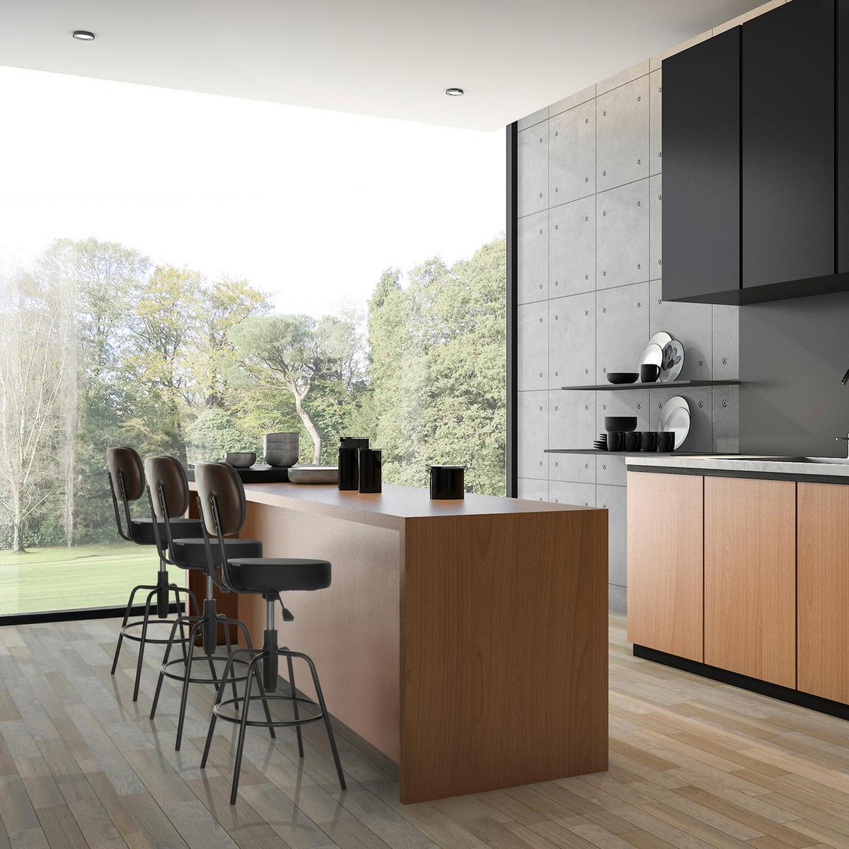 Barski Stol Disc High, Črna - črna, Basics, kovina/usnje (43/103-113/43cm) - MID.YOU