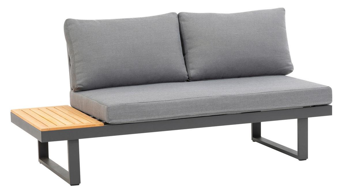 Loungegarnitur 3-tlg. Samara Holz/Metall/Textil mit Kissen - Anthrazit/Grau, Basics, Holz/Textil (253/70/175cm) - Gardenson