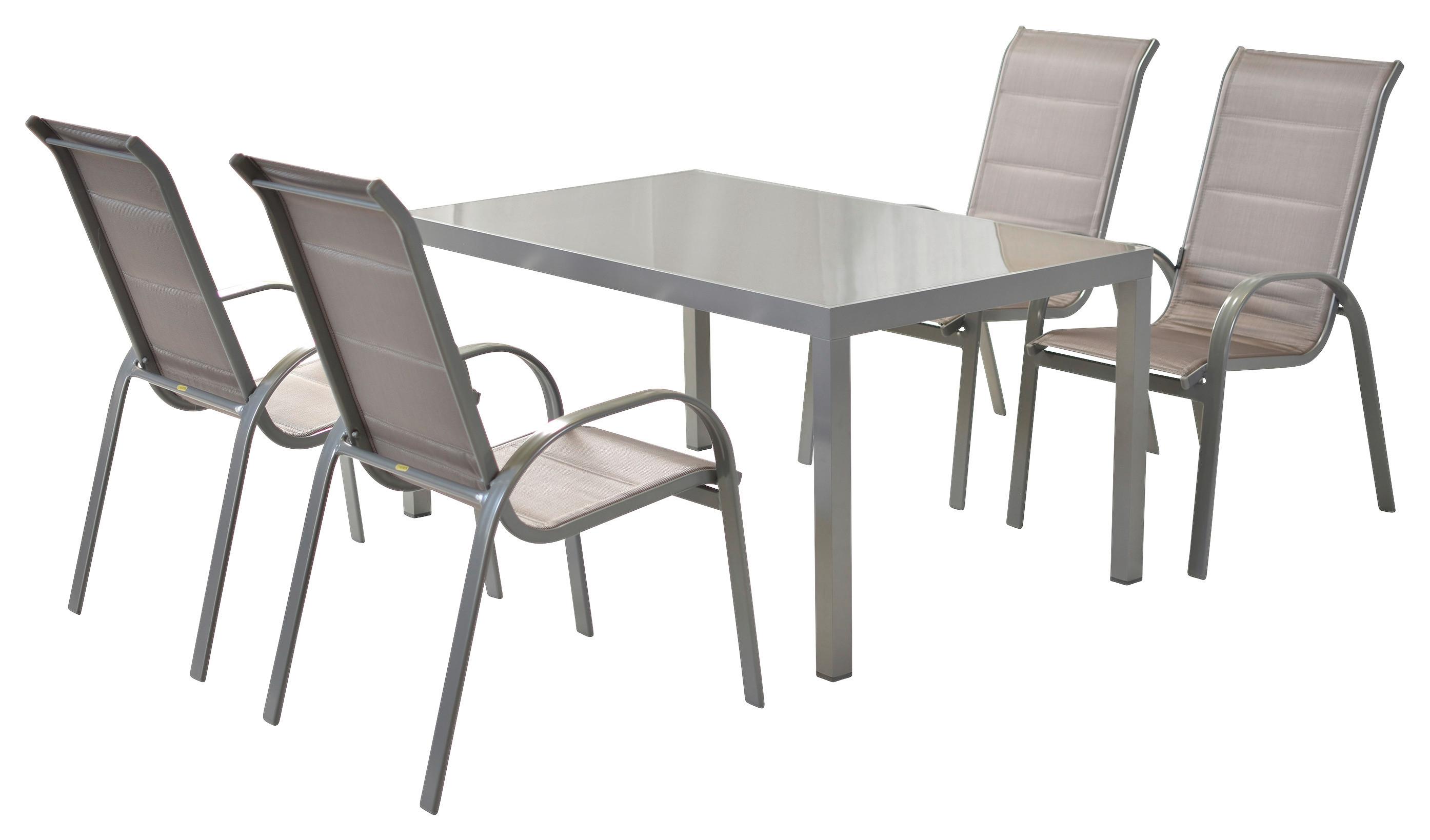 Vrtni Set Amalfi, 5-Delni - srebrne barve/rjava, Moderno, kovina/tekstil - Gardenson