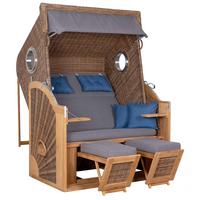 Strandkorb XL Sun Braun/Grau - Braun, KONVENTIONELL, Holz (130/160/80cm)