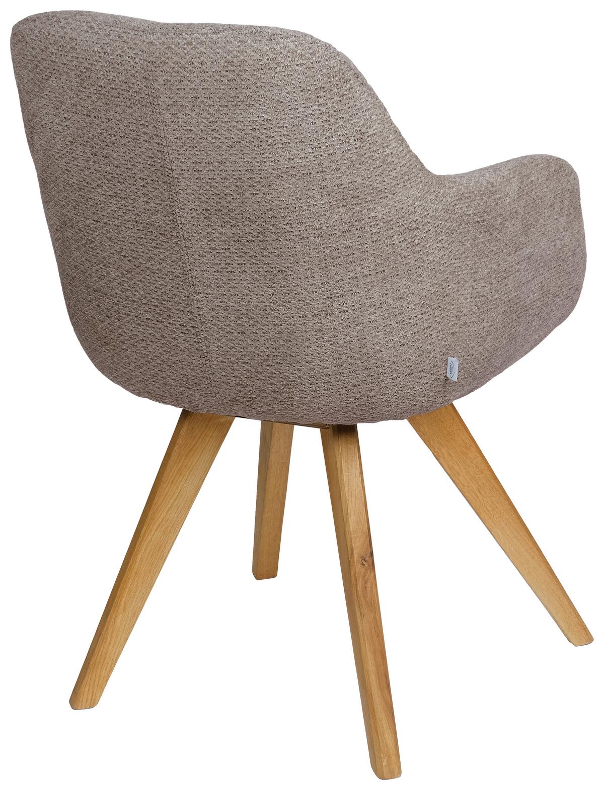 KRZESŁO Z PODŁOKIETNIKAMI VENEDIG - taupe, Design, drewno/tkanina (57/85,5/65cm) - Voleo