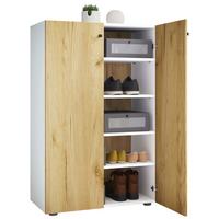 Schuhschrank LONA Weiß/ Honigeiche ca. 70x110x39cm - Honigeiche/Silberfarben, Design, Holzwerkstoff/Kunststoff (70/110/39cm) - MID.YOU
