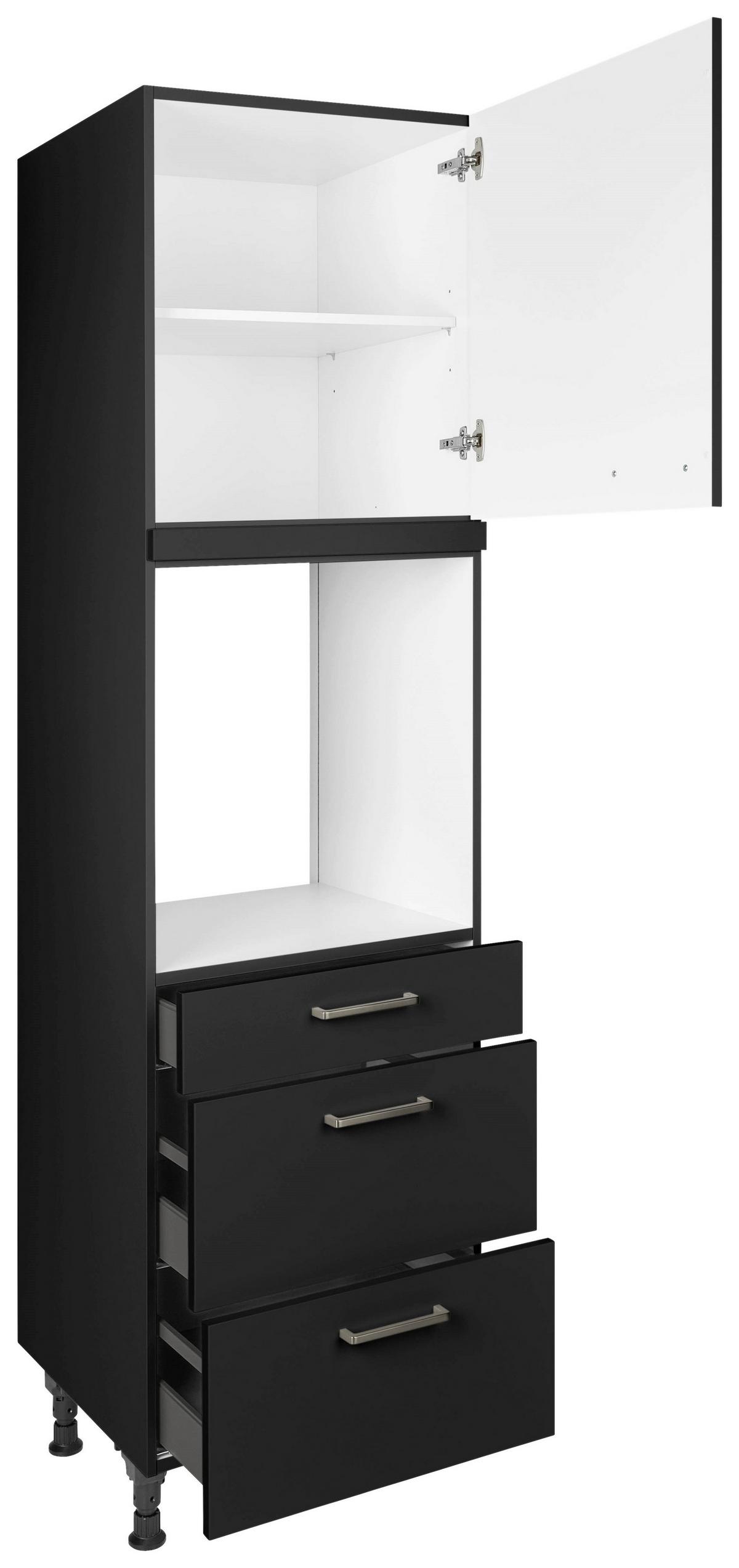 Geräteumbauschrank Touch Schwarz - Edelstahlfarben/Schwarz, MODERN, Holzwerkstoff/Metall (60/216,6/58cm) - Nobilia