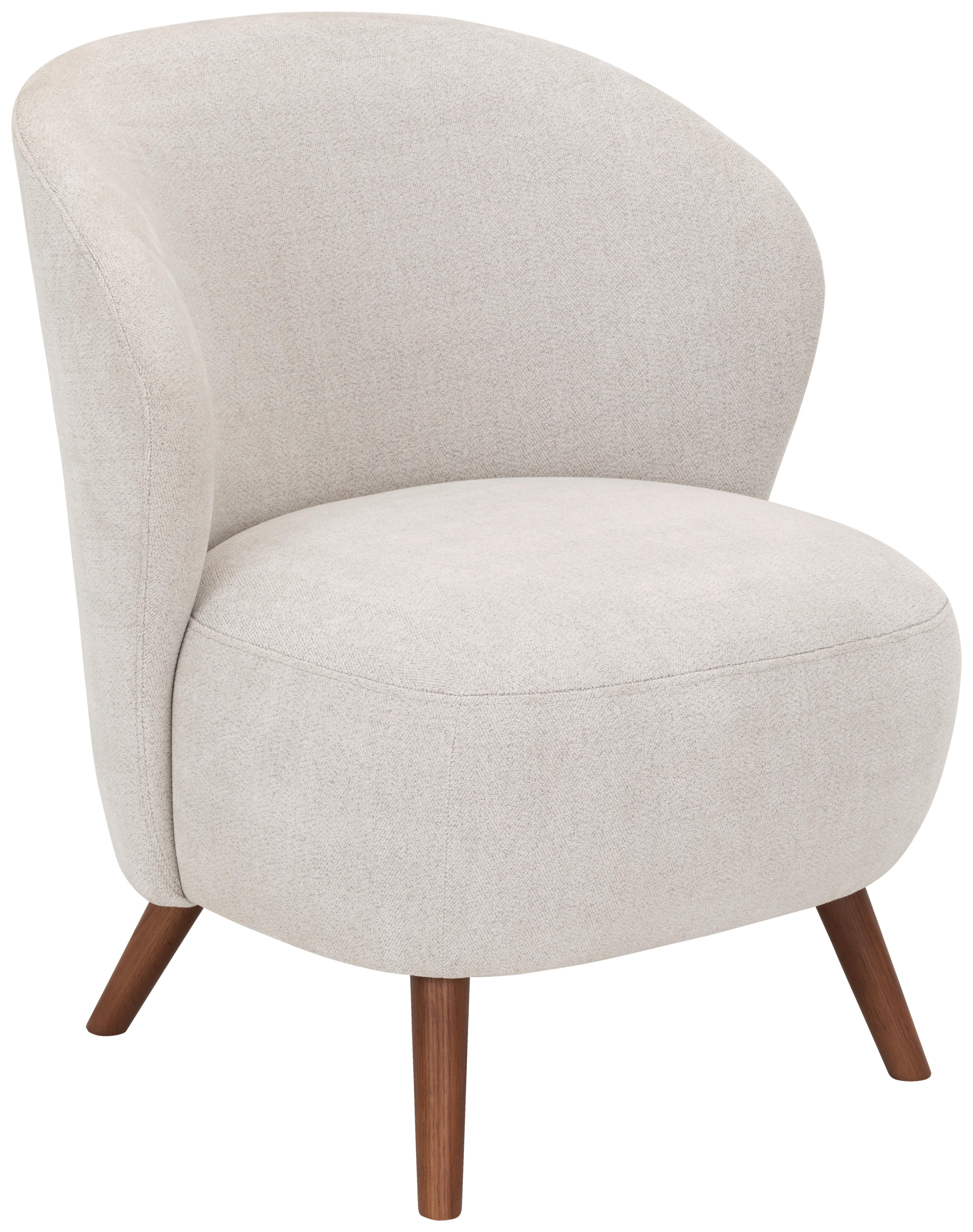 FOTEL KELIDA - kremowy/kolor orzecha włoskiego, Design, tkanina/drewno (66/78/69cm) - MID.YOU