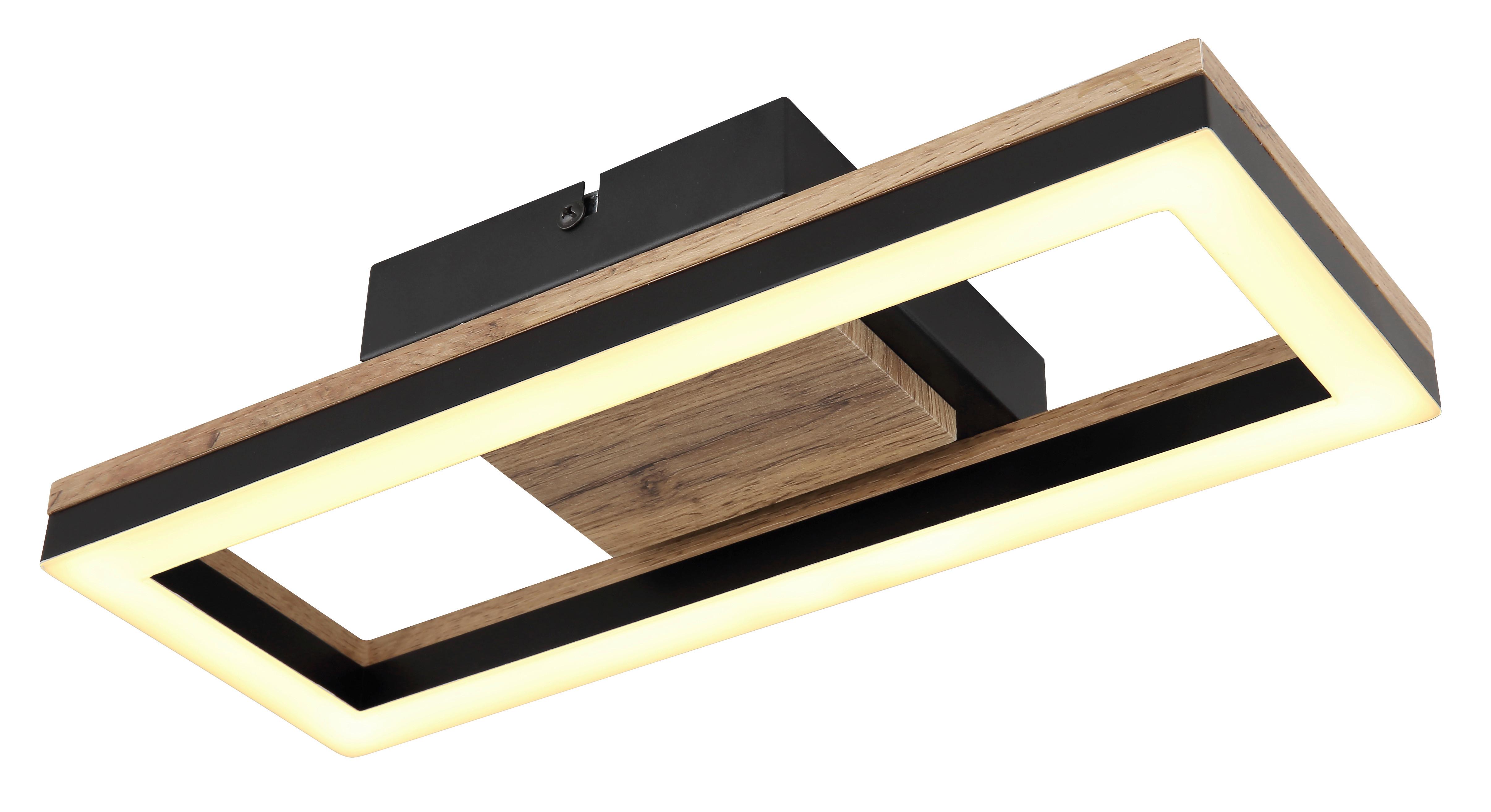 LED-Deckenleuchte Beatrix Dunkelbraun max. 12 Watt - Dunkelbraun/Opal, Design, Holzwerkstoff/Kunststoff (34,5/13/5,8cm) - Globo