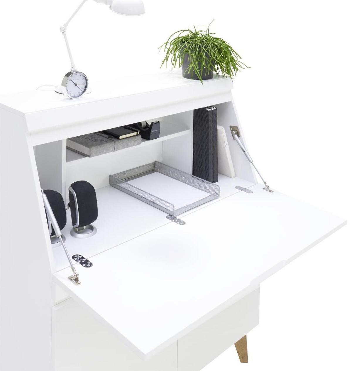 SEKRETARZYK BLANC - kolor dębowy/biały, Modern, materiał drewnopochodny/drewno (96,7/115/40,5cm) - Novel