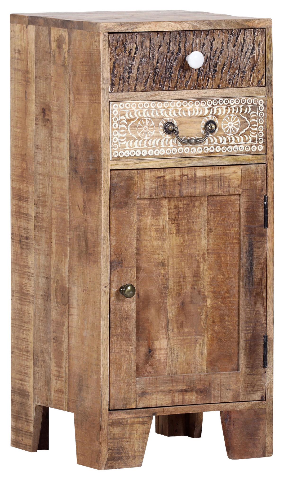 KOMODA PUNO - kolor naturalny/biały, Design, metal/drewno (40/91/44cm) - Landscape