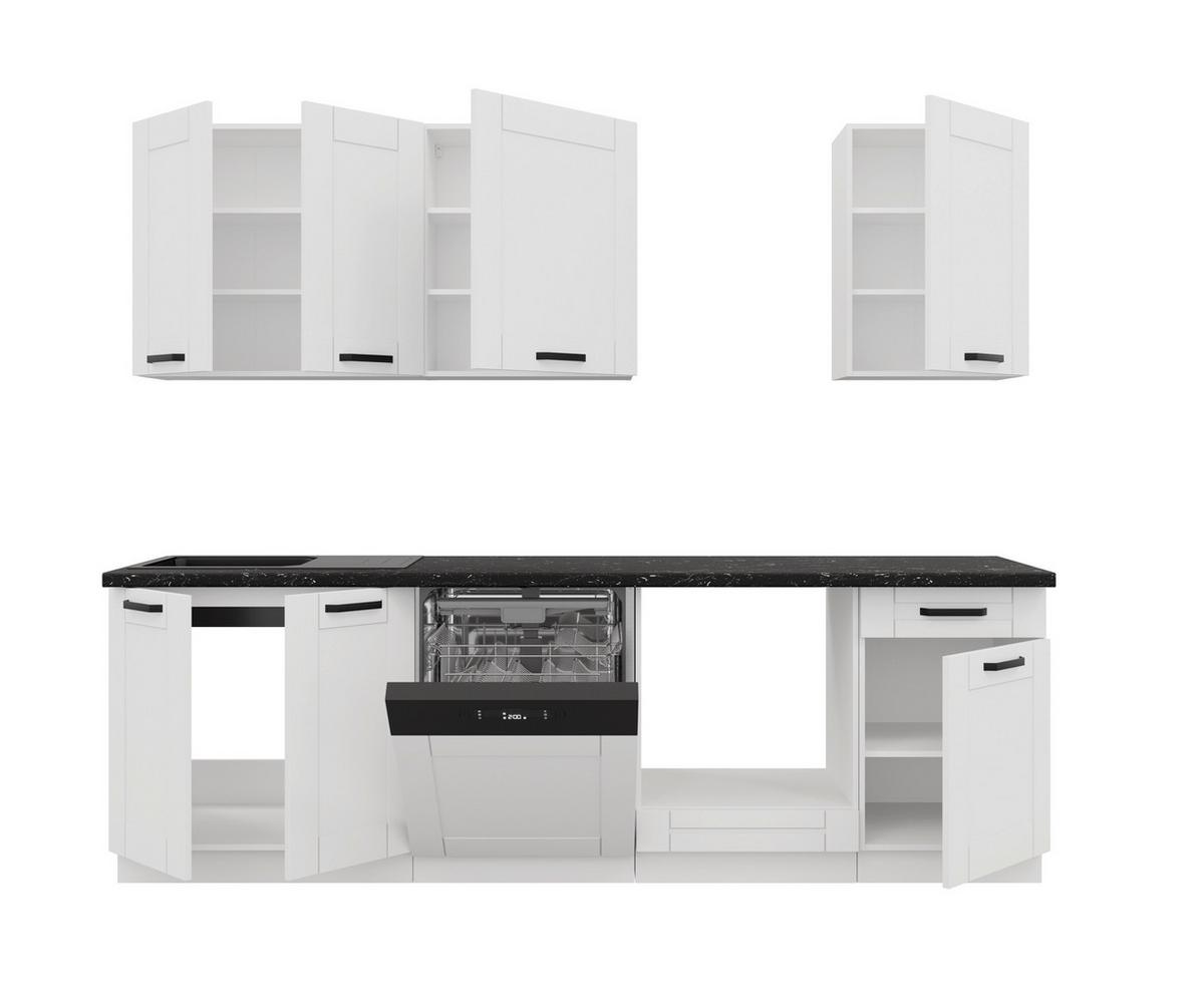 Blok Kuhinja Luna - bela/crna, Moderno, metal/pločasti materijal (250/218/60cm) - Modern Living