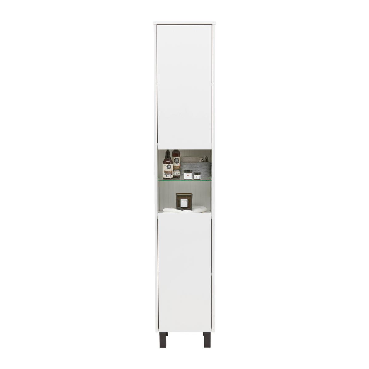 Hochschrank Aida Weiß - Schwarz/Weiß, MODERN, Glas/Holzwerkstoff (35/190/33cm) - Mömax