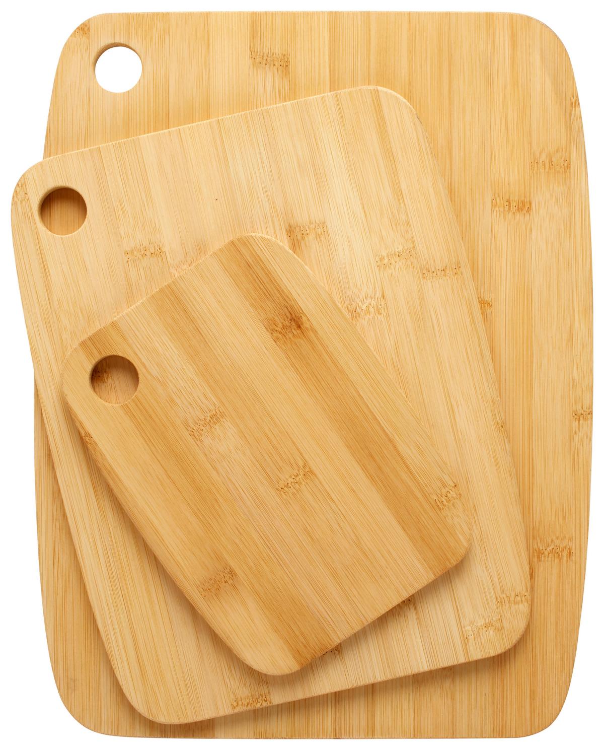 Schneidebrett Jens aus Bambus, 3-teilig - Naturfarben, Konventionell, Holz - Zandiara