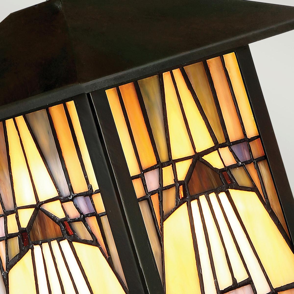 Kültéri Falilámpa Qz-Inglenook2-S Tiffany - bronzszínű, Konventionell, üveg/fém (17.8/28.7/22.6cm) - Elstead Lighting