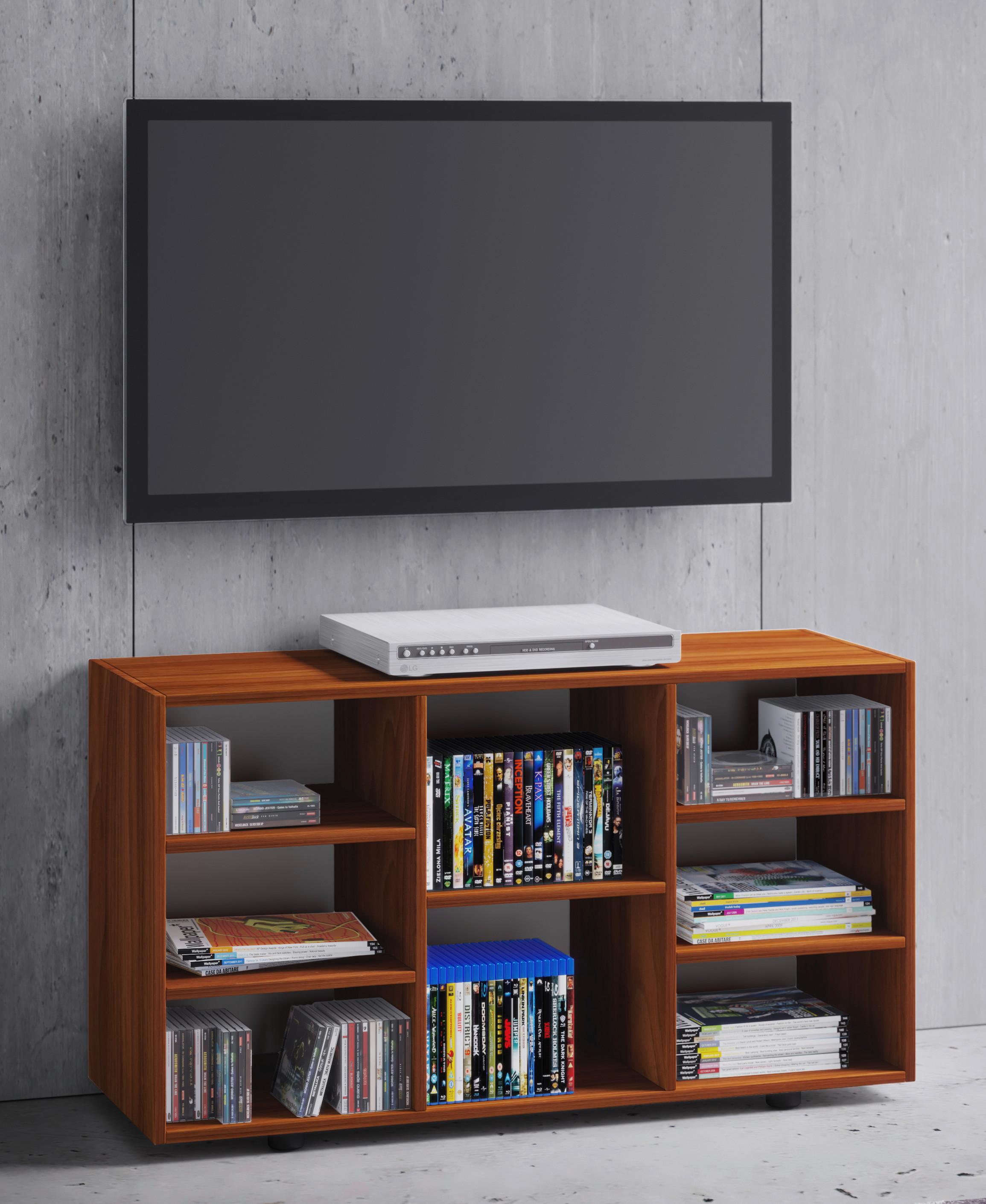 Tv Element Fetino, Oreh - črna/barve oreha, Moderno, umetna masa/leseni material (114/60/40cm) - MID.YOU