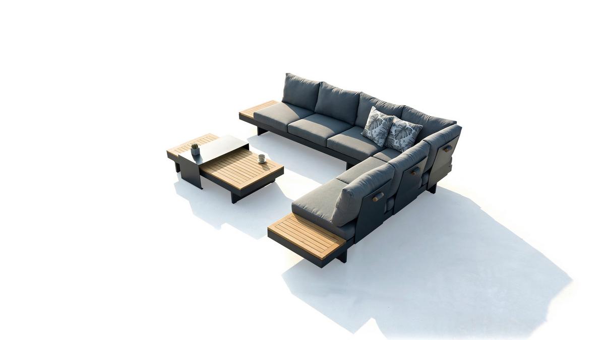 Lounge Garnitura Molise, Antracit - antracit/barve akacije, Basics, kovina/les (245/70/78cm) - Gardenson