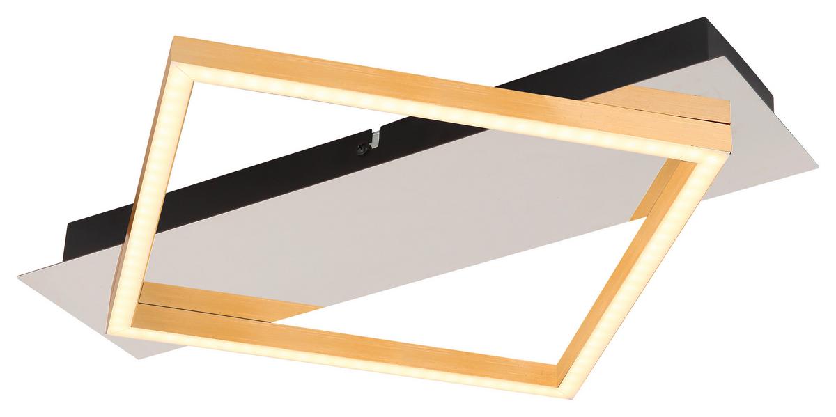 LED-Deckenleuchte Lesina Goldfarben/Schwarz max 12 Watt - Goldfarben/Opal, Design, Kunststoff/Metall (39,5/35/5cm) - Globo