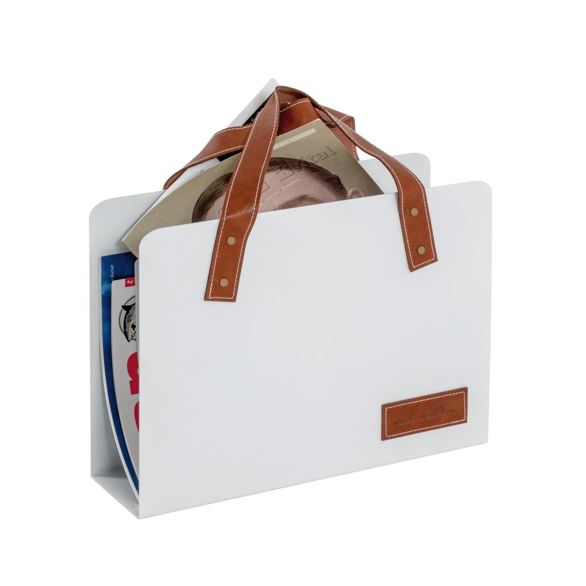 Stojalo Za Časopise Heide -Sb- - bela/rjava, Moderno, kovina/tekstil (35/38/10cm) - Mömax