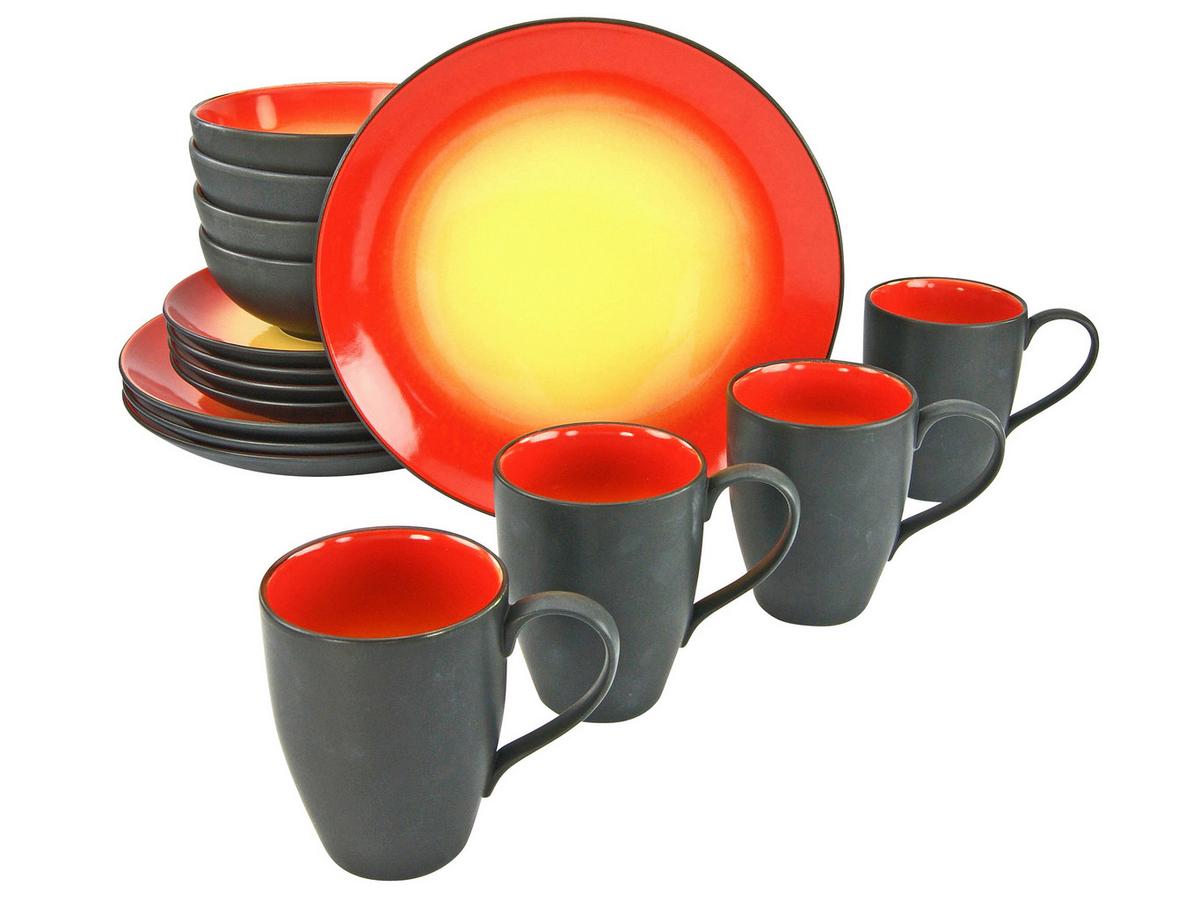 Kombiservice 20200, 16-teilig - Rot/Schwarz, Basics, Keramik (34/31,5/33cm) - Creatable