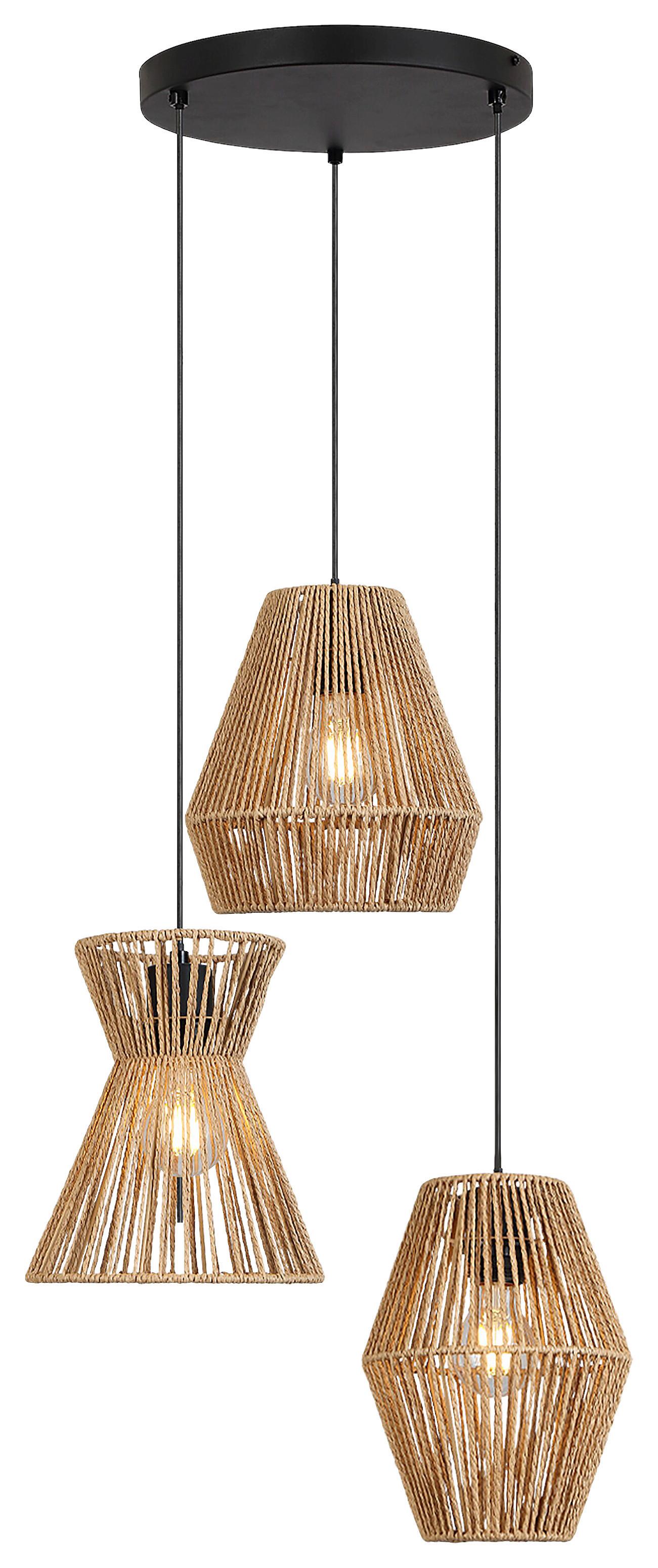 Hängeleuchte Naturm in Naturfarben max. 25 Watt - Schwarz/Naturfarben, Konventionell, Papier/Metall (44/120cm) - Mömax