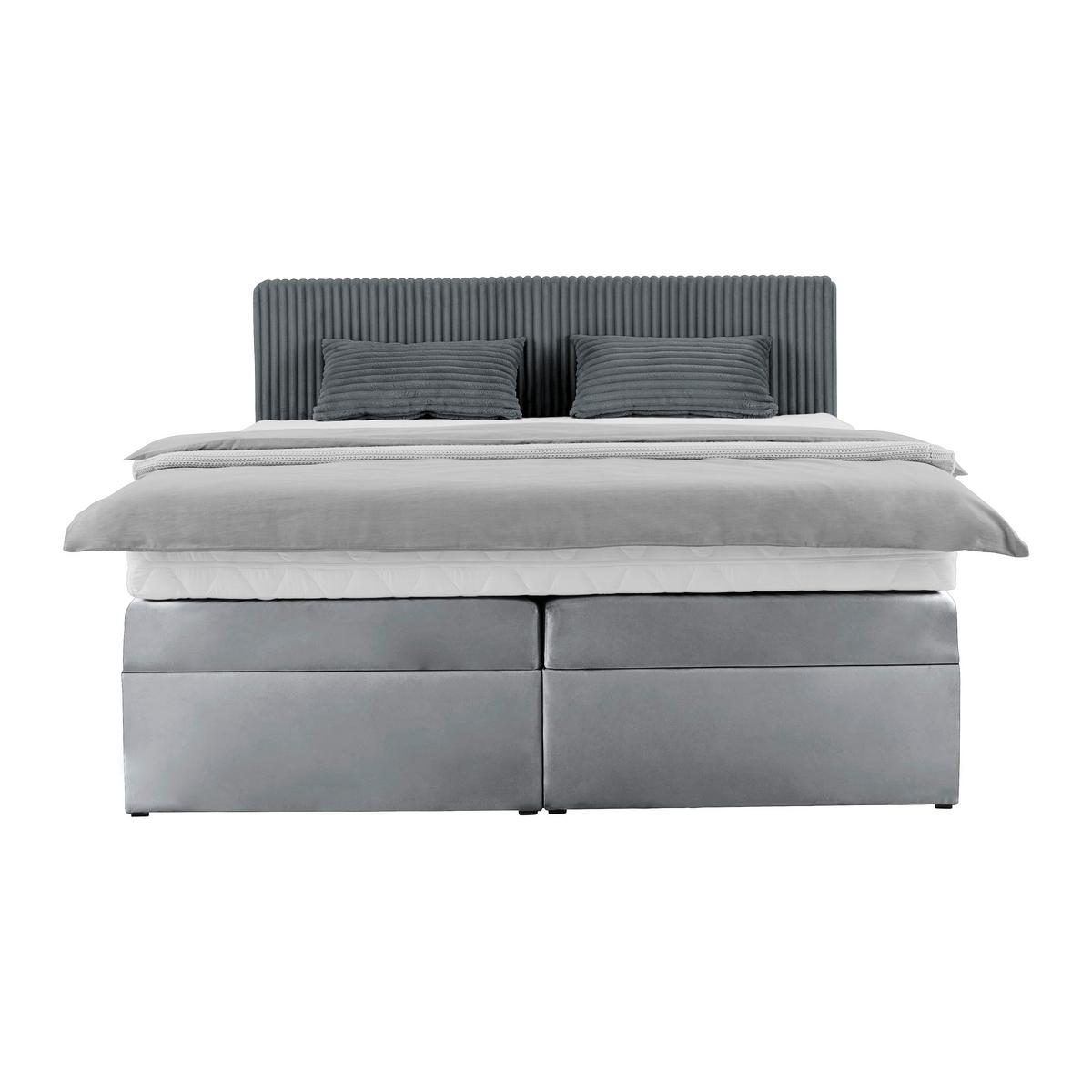 Boxspringbett Rossa in Dunkelgrau ca. 180x200cm - noir/gris foncé, Konventionell, textile/matière synthétique (180/200cm) - Mömax