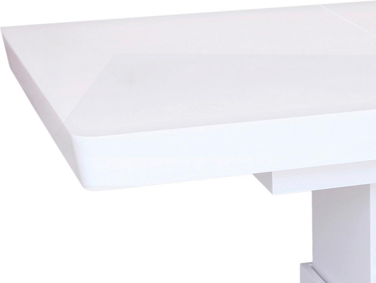 Klubska Miza Manchester, Bela, Raztegljiva, Nastavljiva - barve nerjavečega jekla/bela, Moderno, kovina/leseni material (120-160/50-78/80cm)